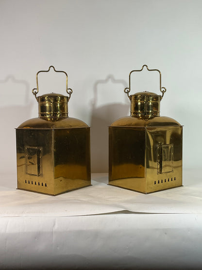 Pair of Solid Brass Port and Starboard Ships Lanterns