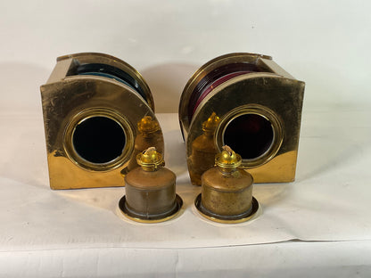 Pair of Solid Brass Port and Starboard Ships Lanterns