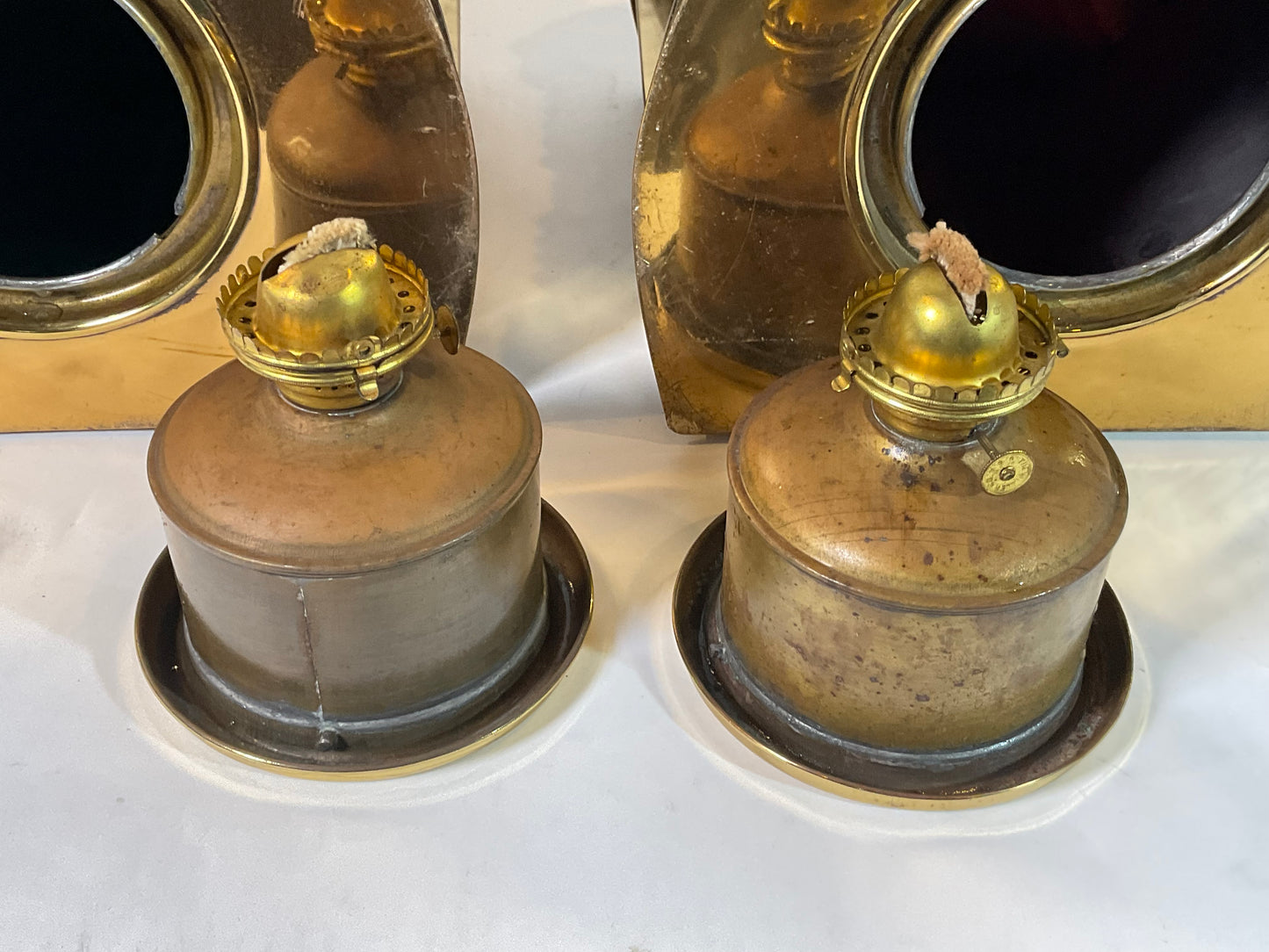 Pair of Solid Brass Port and Starboard Ships Lanterns