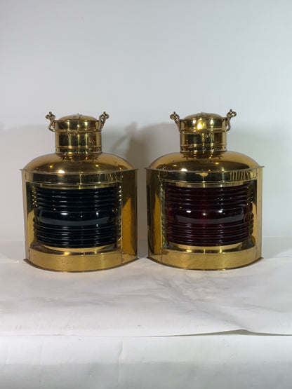 Pair of Solid Brass Port and Starboard Ships Lanterns