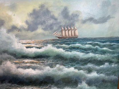 Five Masted Schooner Oil Painting