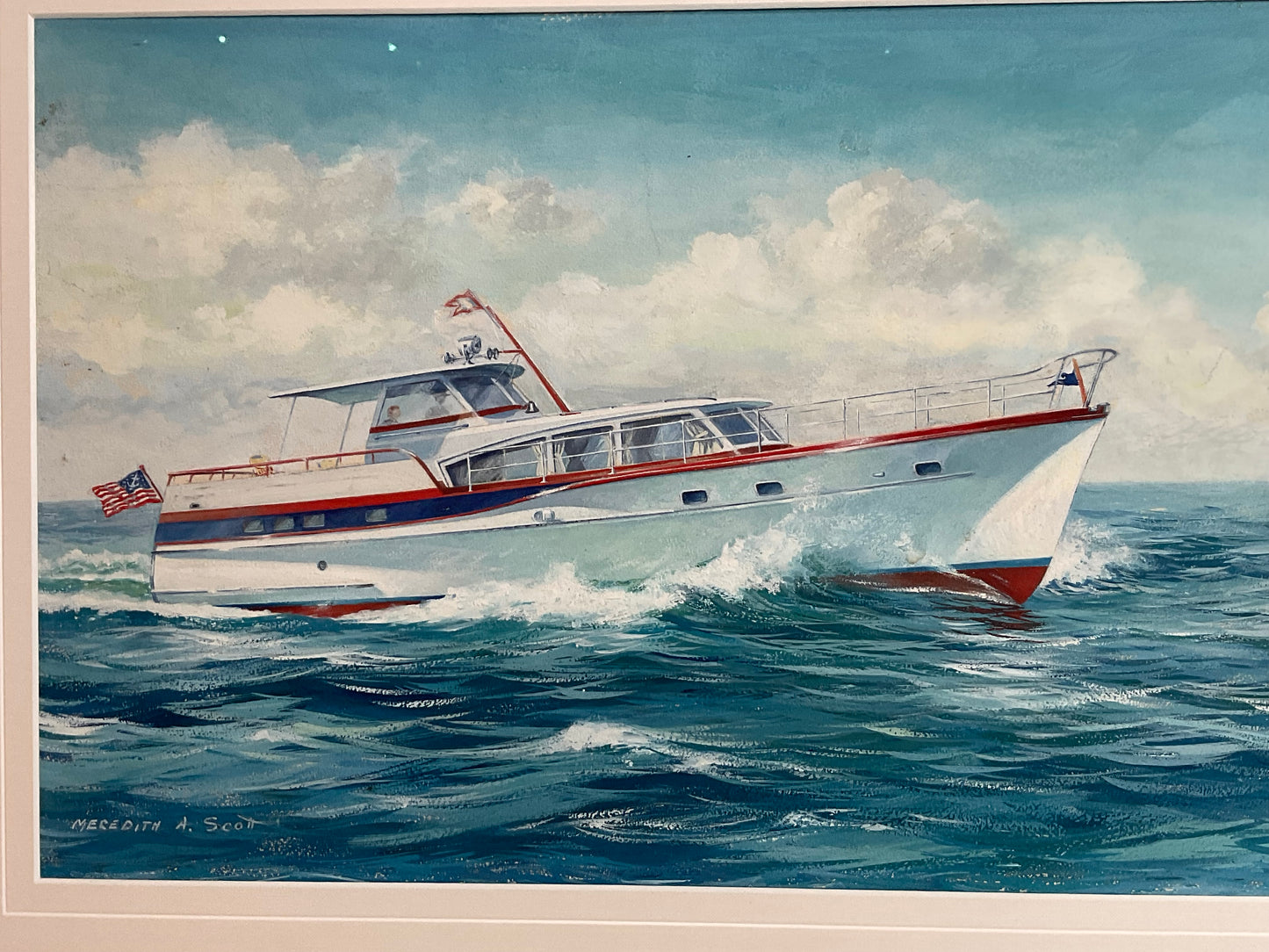 Gouache Paint of a Yacht by Meredith A. Scott