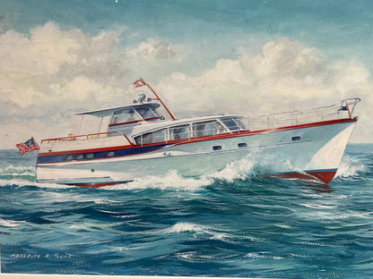 Gouache Paint of a Yacht by Meredith A. Scott