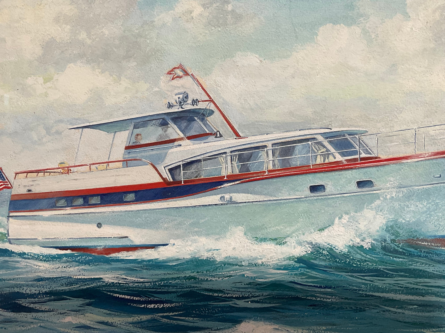 Gouache Paint of a Yacht by Meredith A. Scott