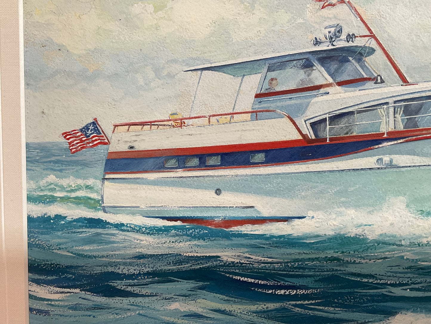 Gouache Paint of a Yacht by Meredith A. Scott