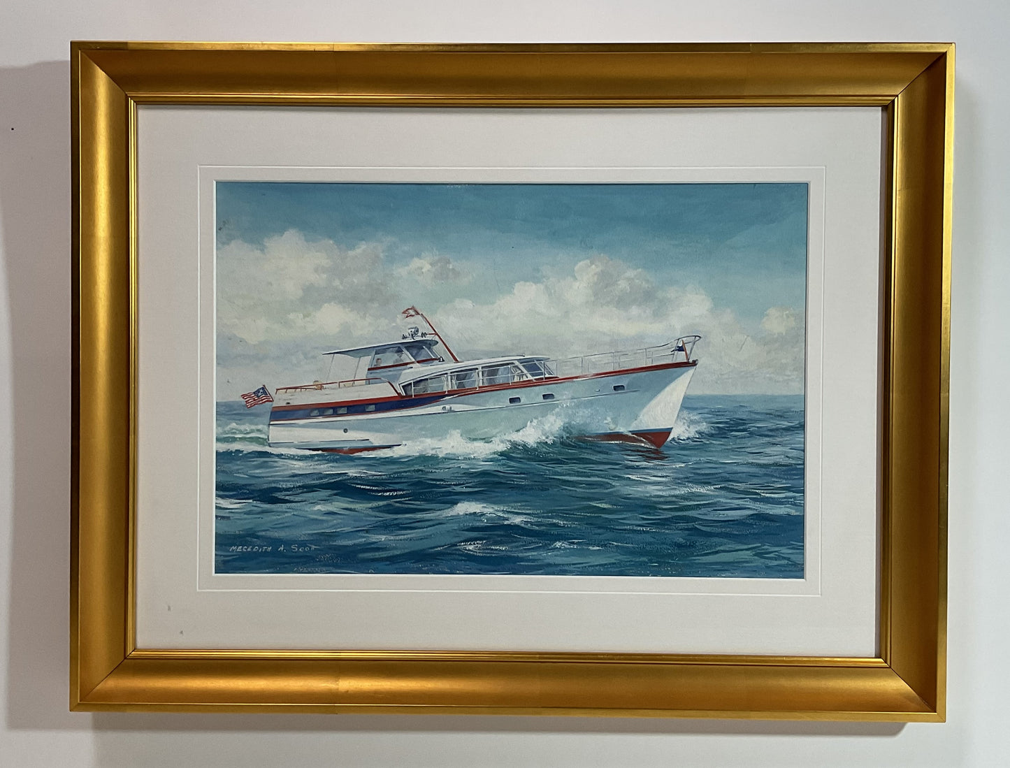 Gouache Paint of a Yacht by Meredith A. Scott