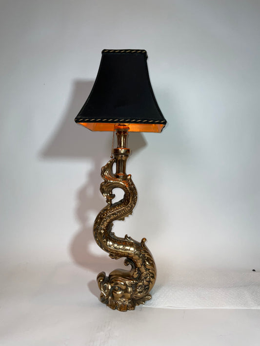 Massive Solid Brass Mythical Dolphin as a Lamp