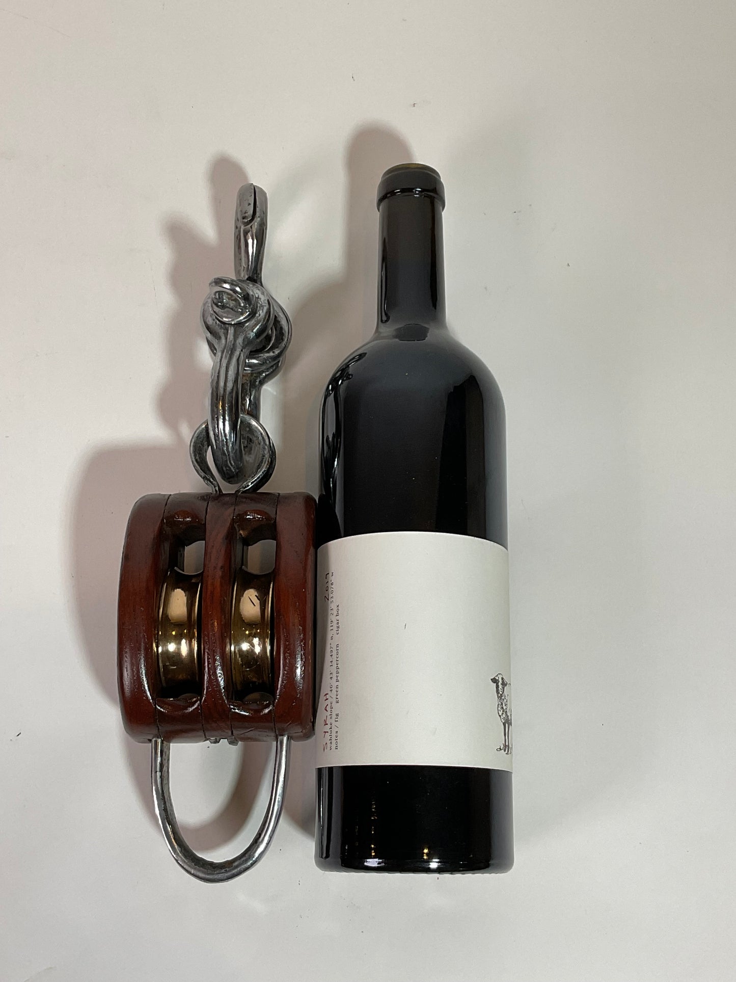 Double Sheave Varnished Wood Nautical Pulley Block