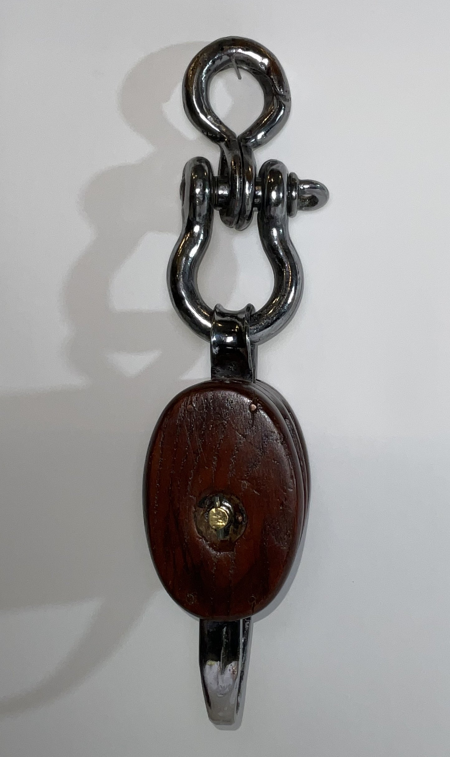 Double Sheave Varnished Wood Nautical Pulley Block