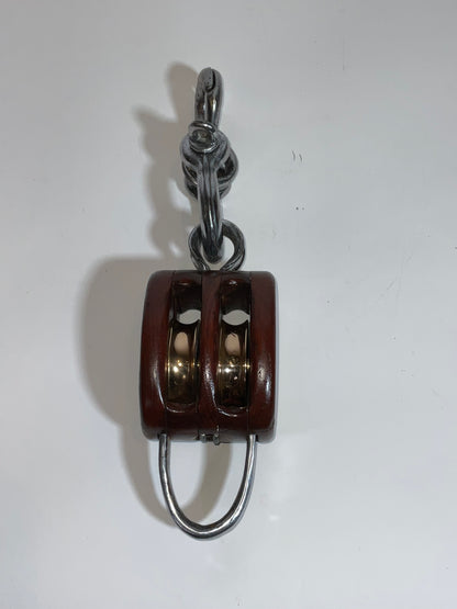 Double Sheave Varnished Wood Nautical Pulley Block