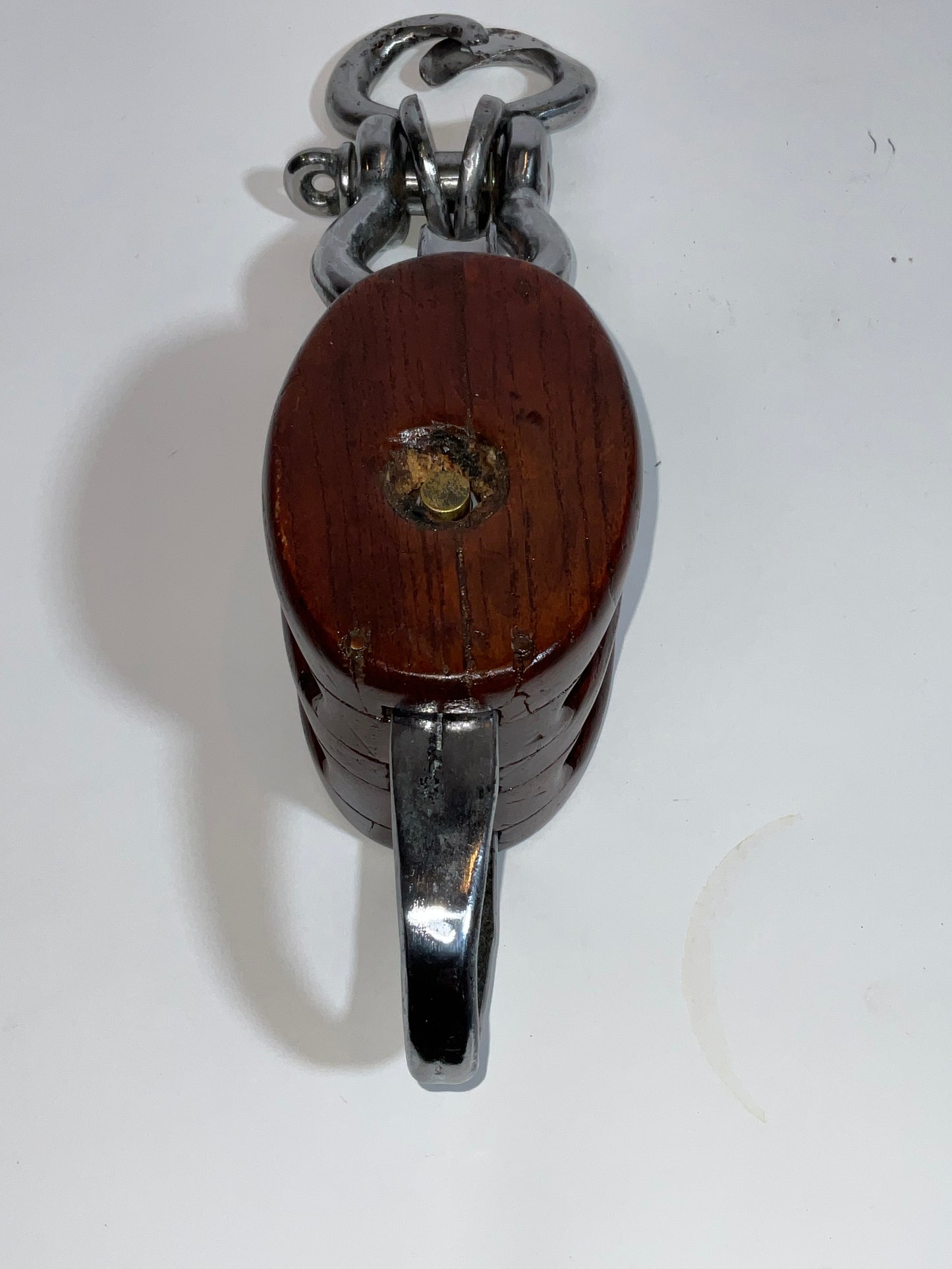 Double Sheave Varnished Wood Nautical Pulley Block