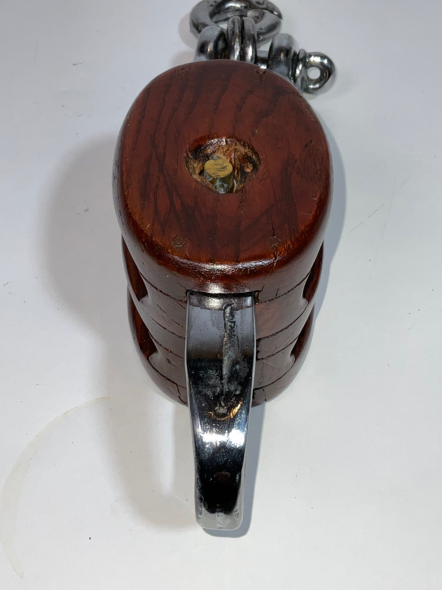 Double Sheave Varnished Wood Nautical Pulley Block
