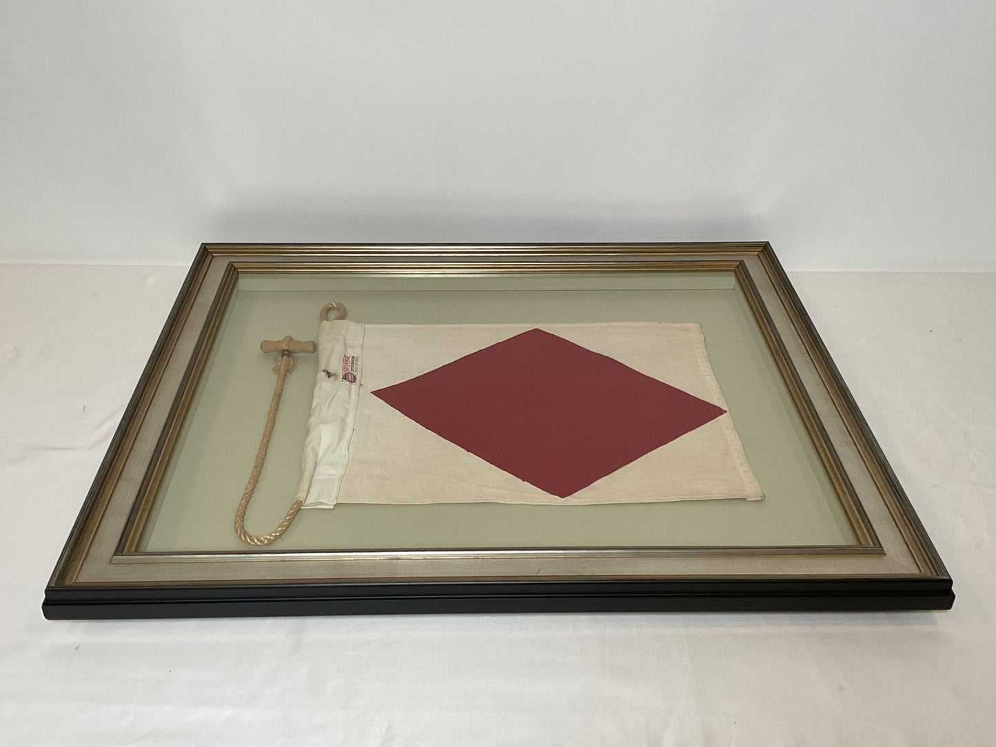 Framed International Code of Signals Foxtrot (F) Linen Flag