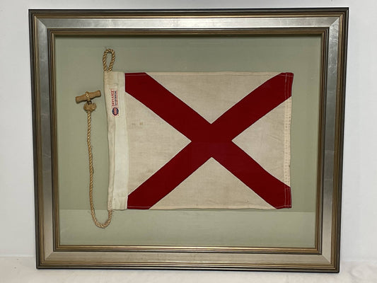 Framed International Code of Signals Victor (V) Linen Flag