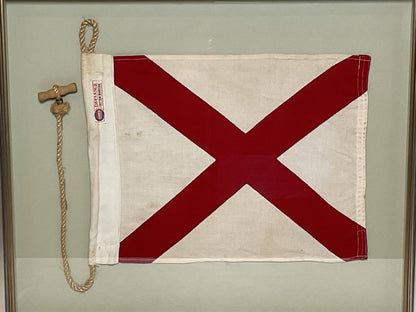 Framed International Code of Signals Victor (V) Linen Flag