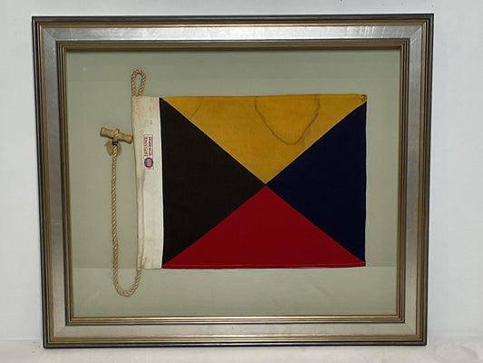 Framed International Code of Signals Zulu (Z) Linen Flag