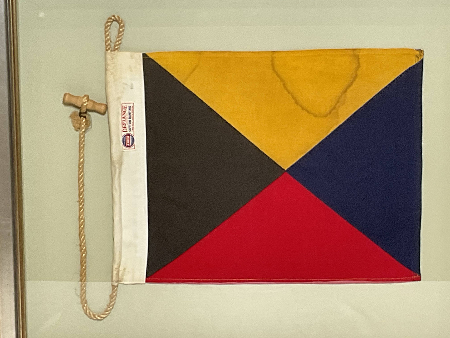 Framed International Code of Signals Zulu (Z) Linen Flag