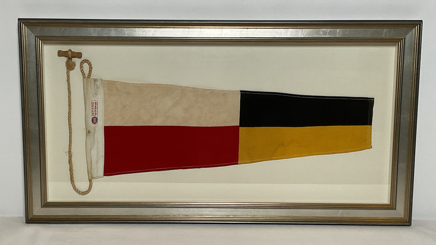 Framed International Code of Signals Numeral 9 Pennant Linen Flag