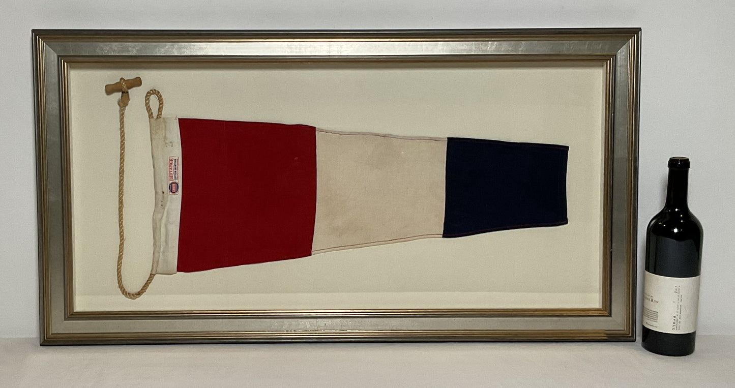 Framed International Code of Signals Numeral 3 Pennant Linen Flag