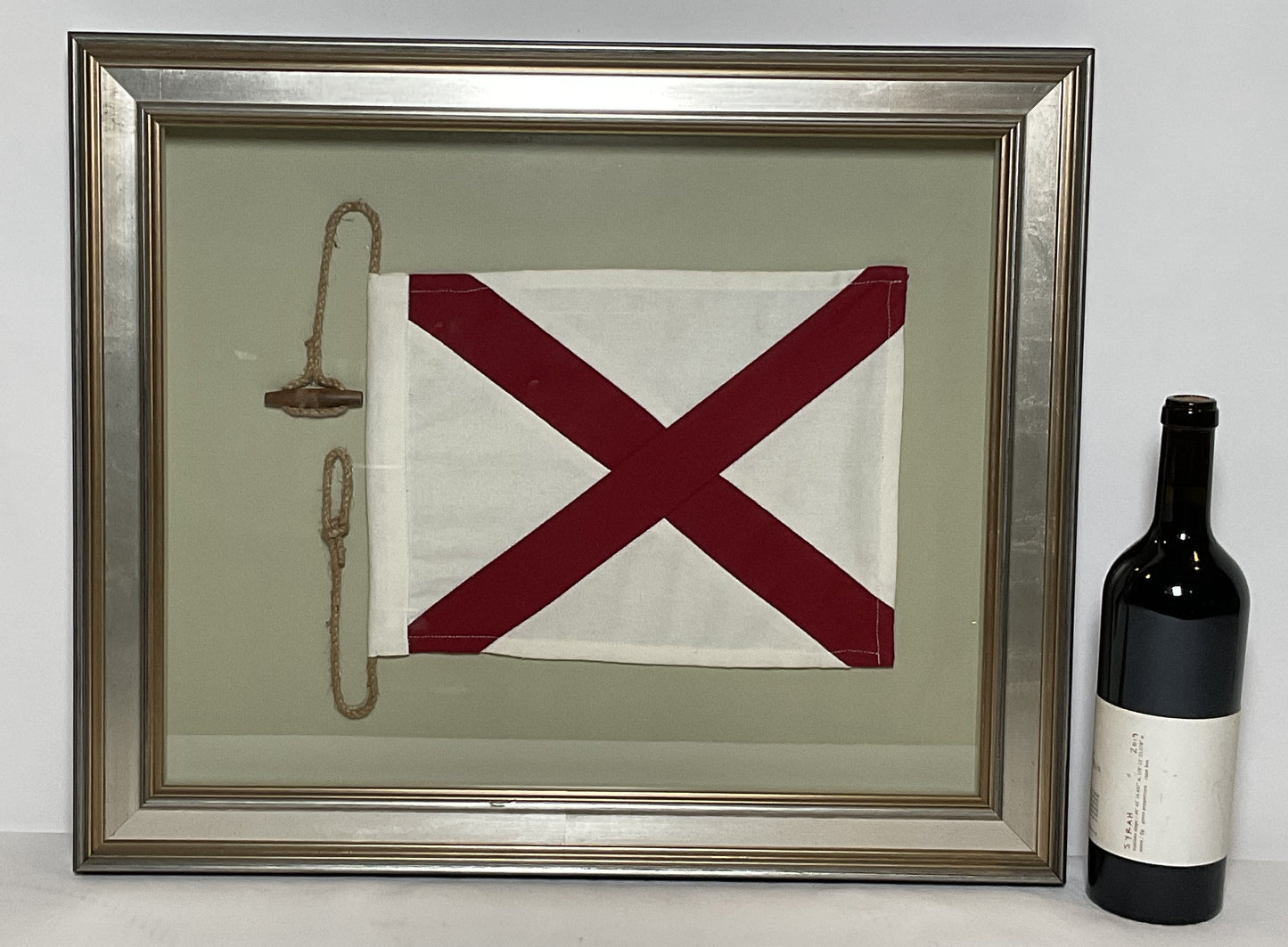 Framed International Code of Signals Victor (V) Linen Flag