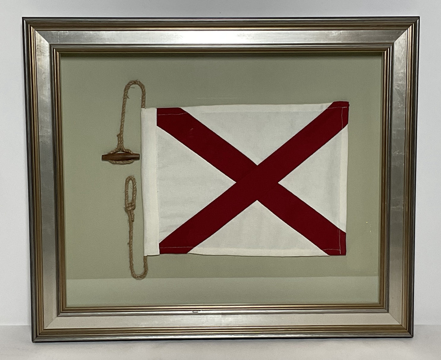 Framed International Code of Signals Victor (V) Linen Flag
