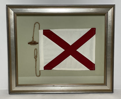 Framed International Code of Signals Victor (V) Linen Flag