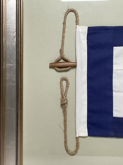 Framed International Code of Signals Whiskey (W) Linen Flag