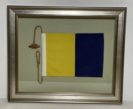 Framed International Code of Signals Kilo (K) Linen Flag