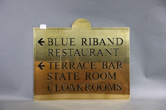 Brass Blue Riband Lounge Sign - Lannan Gallery