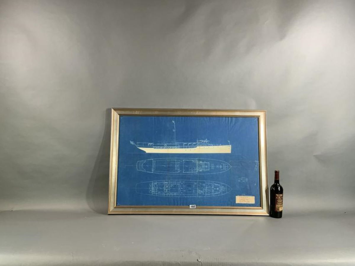 1920's Yacht Blueprint by Lambie and Mabry - Lannan Gallery