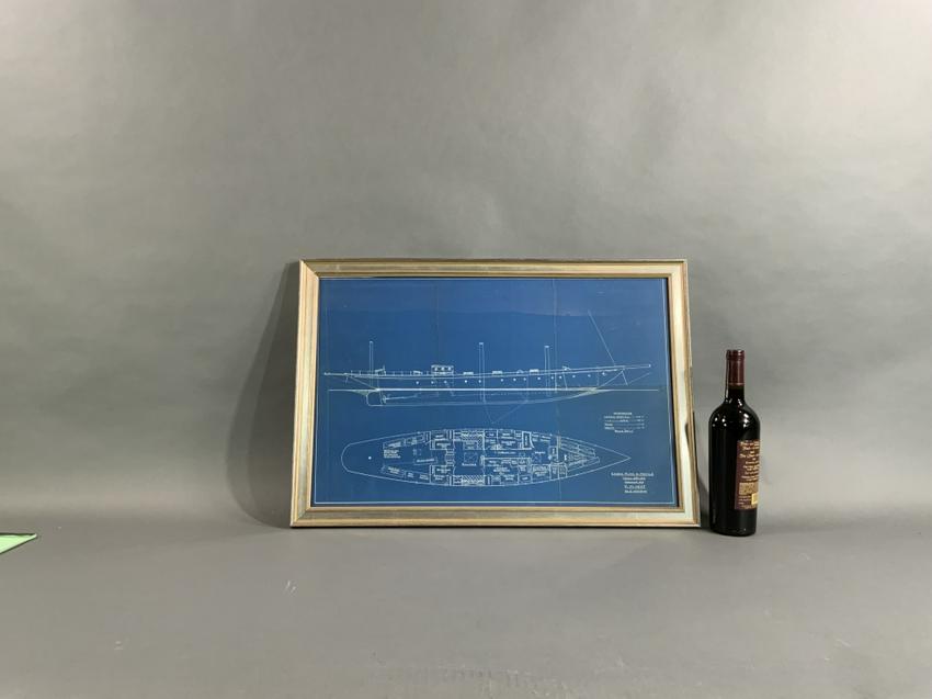 Rare Yachting Blueprint By Hoyt - Lannan Gallery