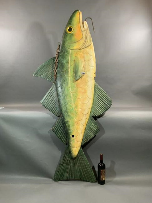 Six Foot Carved Fish From England - Lannan Gallery