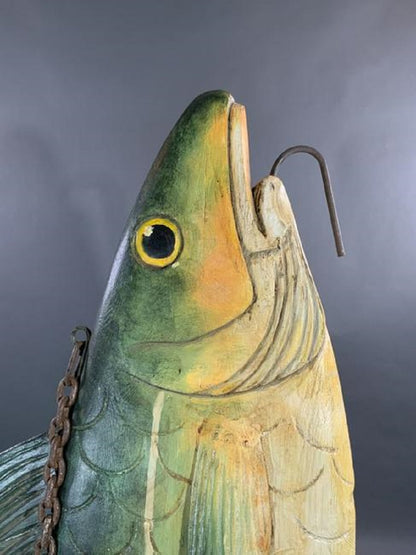 Six Foot Carved Fish From England - Lannan Gallery