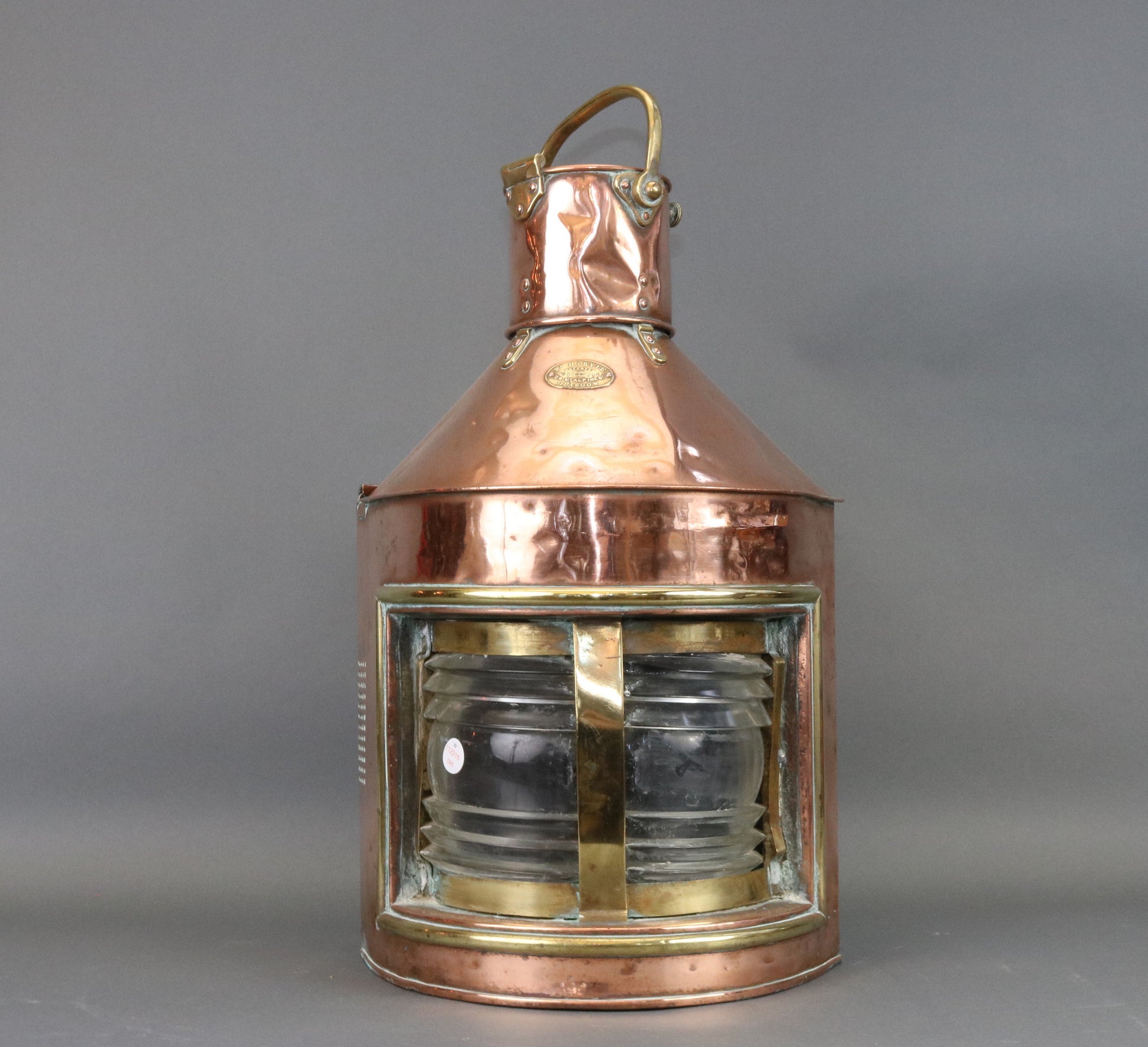 Solid Copper and Brass Starboard Lantern - Lannan Gallery