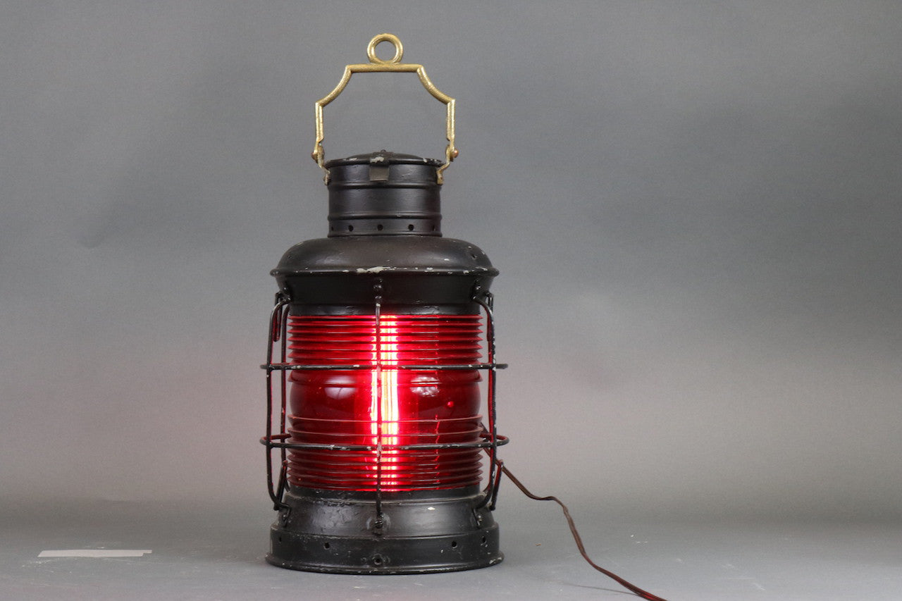 Steel Ship's Lantern with Red Lens - Lannan Gallery