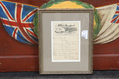 Authentic Framed Invoice from Bliss Brothers, c. 1899 - Lannan Gallery