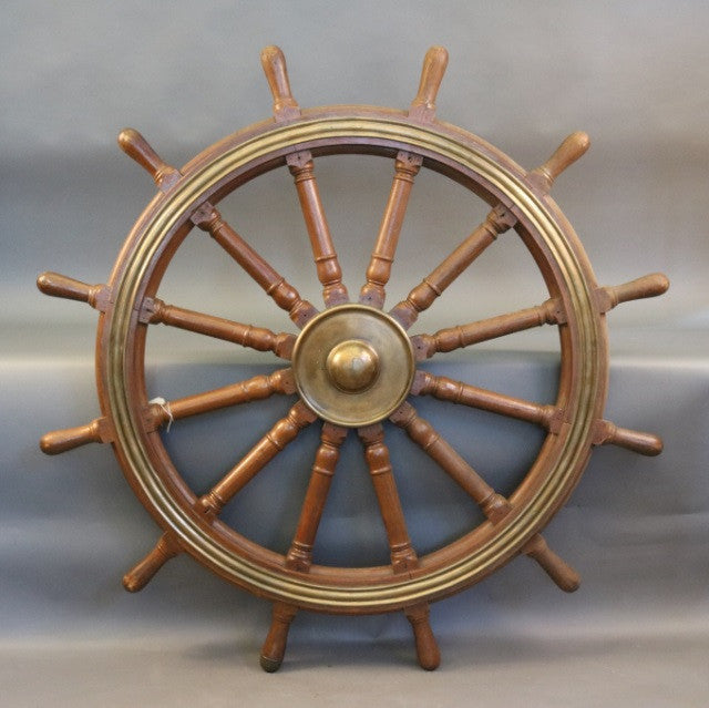 Twelve-Spoke Varnished Ship's Wheel, 60" - Lannan Gallery