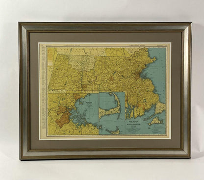 Map Of Massachusetts Circa 1920 - Lannan Gallery