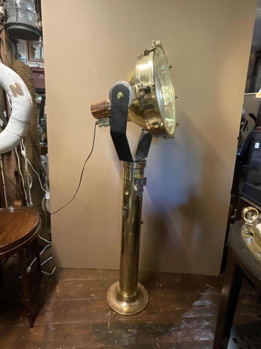 Brass Ship's Searchlight On Stand - Lannan Gallery