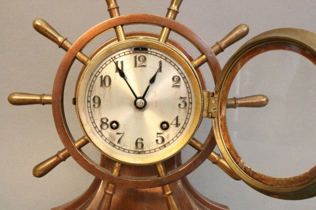 Ship's Bell Clock with Wheel - Lannan Gallery