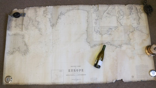 Original 1875 Imray & Son Chart of European Coast - Lannan Gallery
