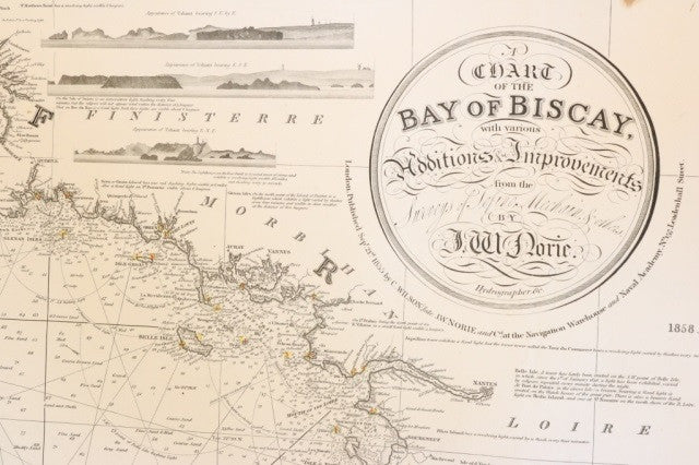 Original J.W. Norie Chart of Bay of Biscay, c.1855 - Lannan Gallery