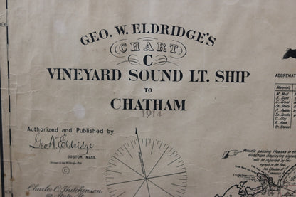 Original chart | Vineyard Sound Lightship to Chatham | early 20th century | - Lannan Gallery