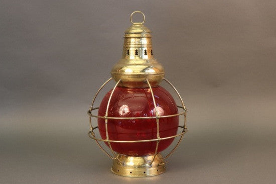 Solid Brass Ruby Red Perkins Lantern - Lannan Gallery