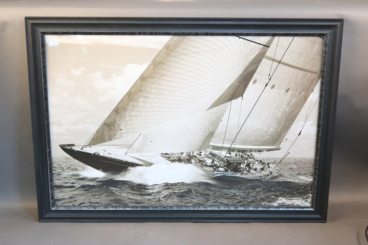 Framed Print Showing a Sailing Yacht, Sepia - Lannan Gallery