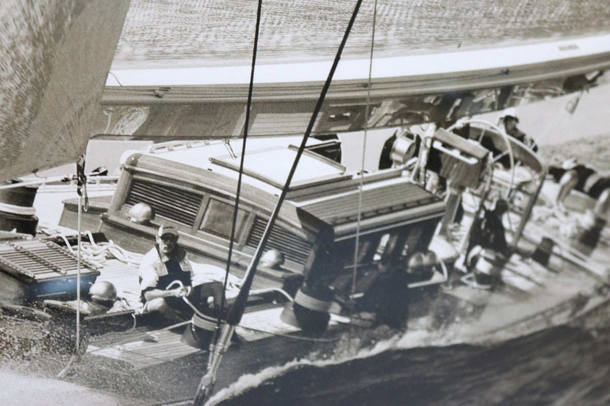 Framed Print Showing a Sailing Yacht, Sepia - Lannan Gallery