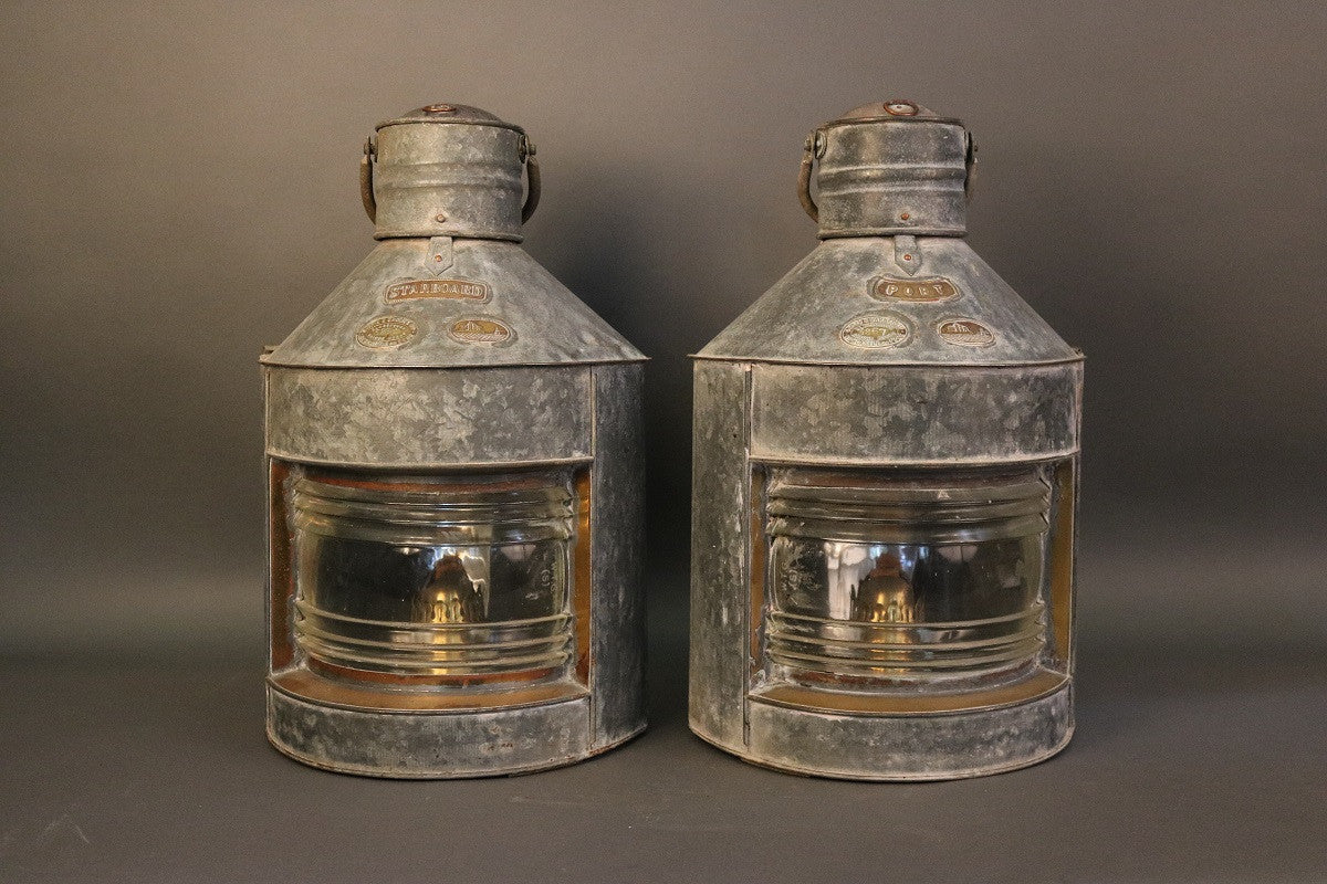 Pair of Galvanized Port and Starboard Lights - Lannan Gallery