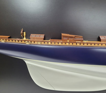 4- Foot Half Model of the J Class Yacht Endeavor - Silver - Lannan Gallery