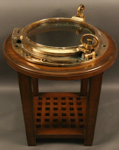 Heavy Solid Brass Ship's Porthole Table - Lannan Gallery