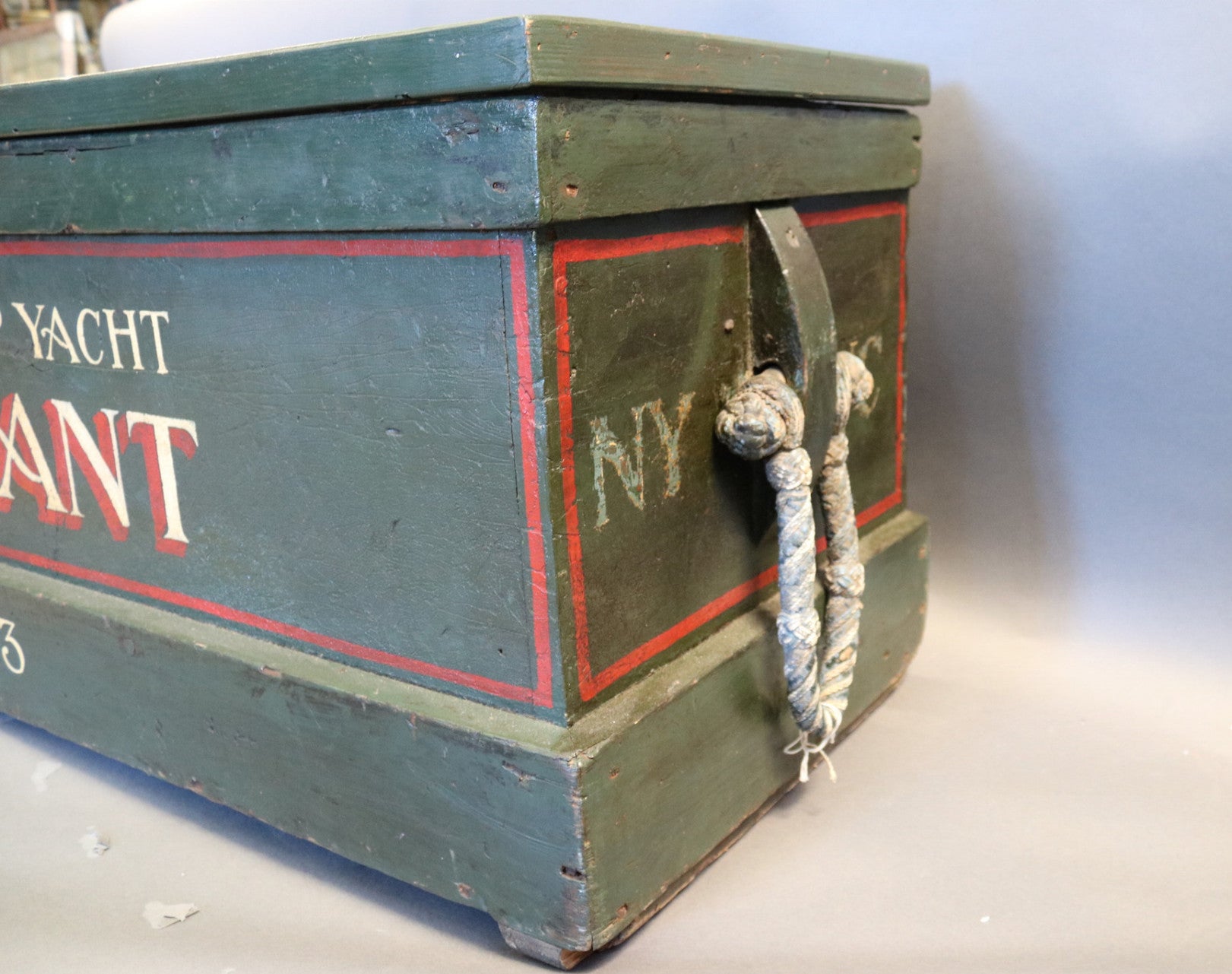 Painted Sea Chest with Rope Beckets - Lannan Gallery